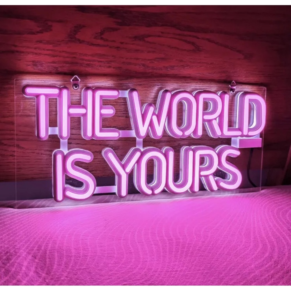 The World Is Yours Pink Neon Sign